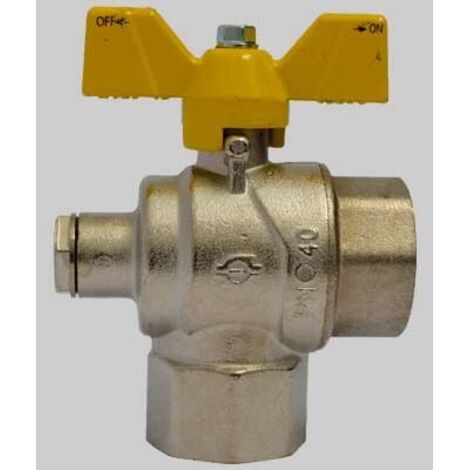 VALVOLA A SFERA SQUADRA CON PRESA PRESSIONE - 3/4 F x 3/4 F