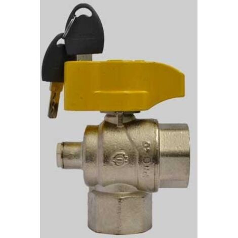 VALVOLA A SFERA SQUADRA CON PRESA PRESSIONE E CHIAVE - 1" F x 1" F