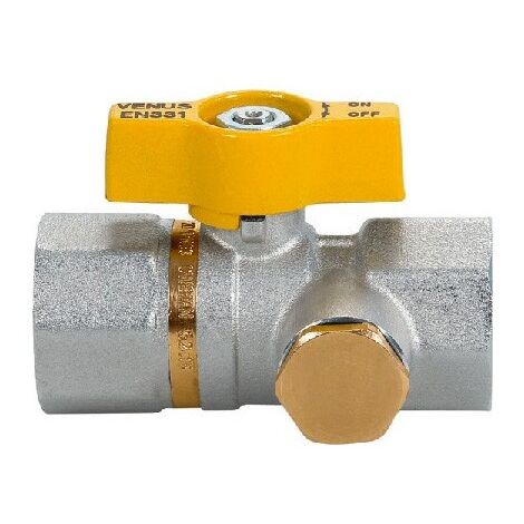 Valvola a sfera VENUS F/F TEST GAS 1" prova impianti con attacco 1/4" 1031G206