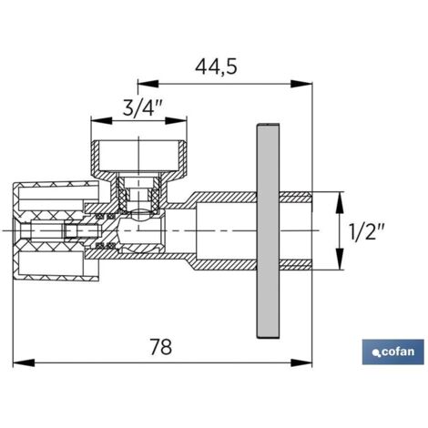 Valvola ad angolo 1/2 x 3/4 lavatrice