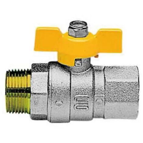 Valvola arresto a sfera in ottone con farfalla per gas maschio femmina 3/4" ENOLGAS