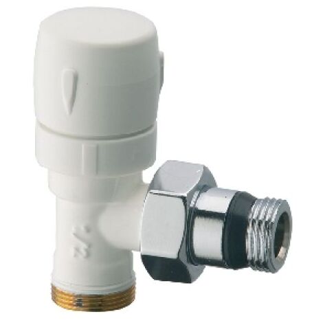 VALVOLA D'ARREDO A SQUADRA TERMOSTATIZZABILE BIANCO-CROMO 3/8&quot