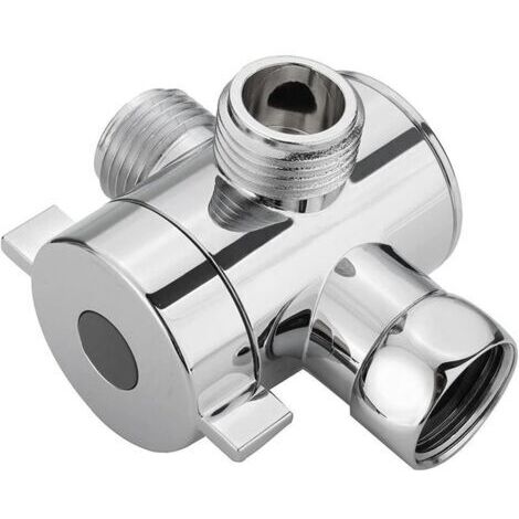 Valvola deviatrice a 3 vie G1/2", adattatore per doccetta fissa e portatile, valvola di intercettazione cromata per bagno