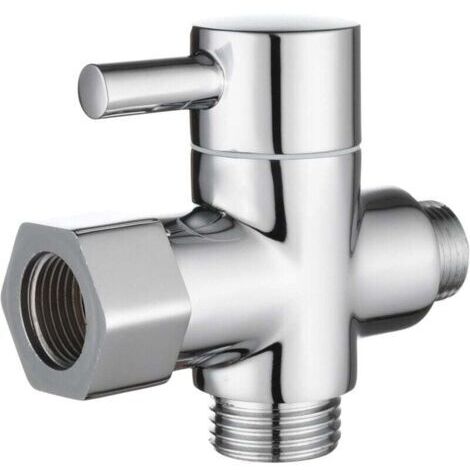 Valvola deviatrice a 3 vie in ottone massiccio da 3/8"-12/17" con adattatore a T per WC, finitura cromata, DSF007D