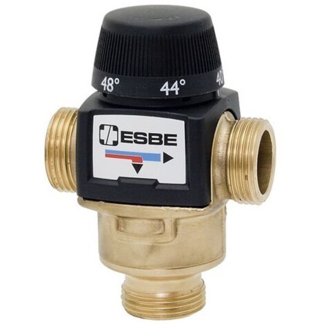 VALVOLA DEVIATRICE TERMOSTATICA A TRE VIE TARATURA VARIABILE 1 REGOLABILE DA 42° - 52°C   ESBE SRL