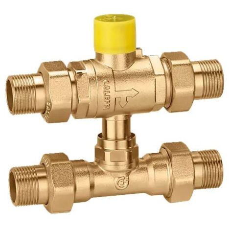 Valvola di zona a sfera a tre vie con tee di by-pass Caleffi 648950  3/4”