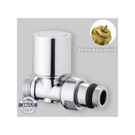 Valvola Diritta Termostatizzabile Attacco Rame, Multistrato E Pe-X "Aida" Cromo 1/2" - 24X1,5