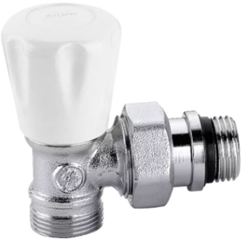 Valvola manuale per radiatori a squadra, ottone cromato attacco g 3/8″ iso 228‑1 m caleffi 340302