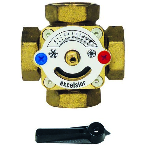 Valvola miscelatrice a 4 vie con rotore interno a farfalla/rotore 3/4"