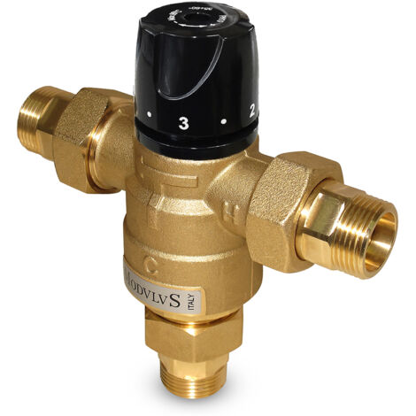 Valvola miscelatrice termostatica asimmetrica Multimix max 120oC da 45 a 70oC KVS 4.0 - bocchettoni 3/4"