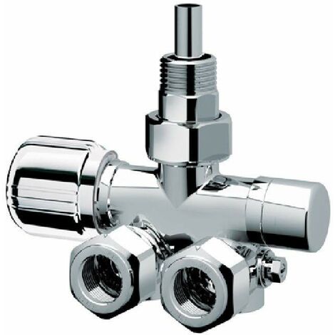 Valvola MONO-BITUBO termostatizzabile destra a squadra cromata FAR 0281  1/2"