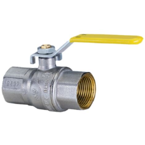 VALVOLA PER GAS A SFERA DRITTA - RACCORDO F3/4xF3/4 - CON LEVA GIALLA