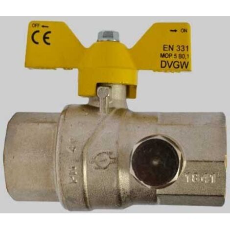 VALVOLA SFERA GAS F/F CON DUE PRESE PRESSIONE FARFALLA ALLUMINIO - 1/2