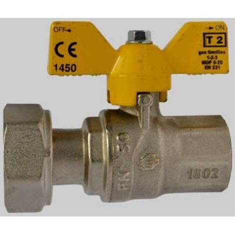 VALVOLA SFERA GAS F/F DADO GIREVOLE FARFALLA ALLUMINIO - 1/2 x 3/4
