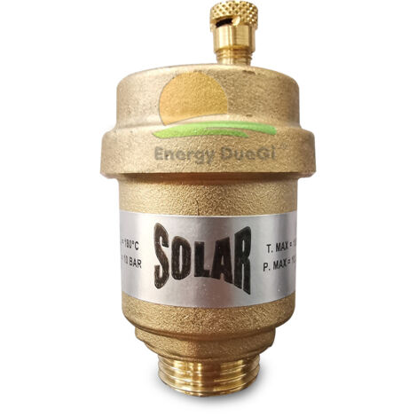 Valvola sfiato aria automatica per impianti solari da 3/8" M, temperatura massima 110o C