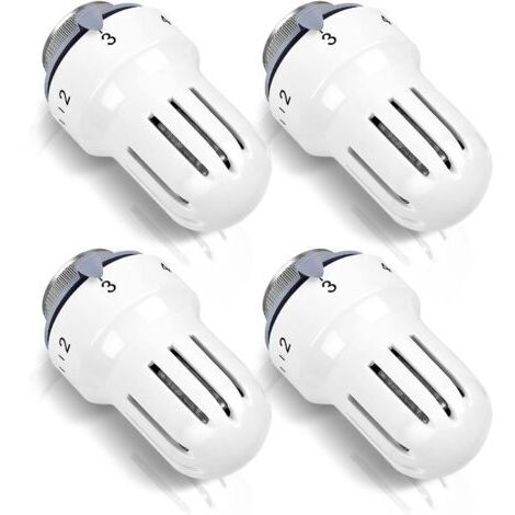 Valvola termostatica per radiatore: 4 pezzi, testa termostatica per radiatore, termostato per radiatore, termostato M30 x 1.5, bianco