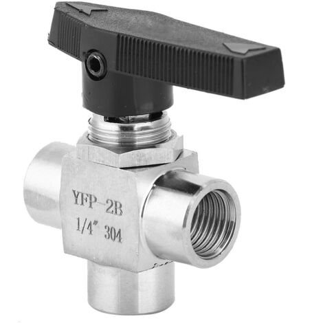 Valvole a sfera a 3 vie, valvola pneumatica ad alta pressione, filettatura femmina BSPP, valvola in acciaio inossidabile per il controllo del flusso di tubi dell'acqua (1/4)