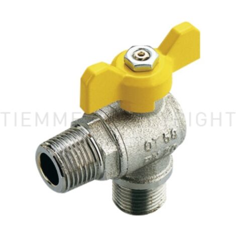 Valvole a squadra per gas maschio/maschio iso7/en 10226 con leva a farfalla gialla 1/2 tiemme 2220001