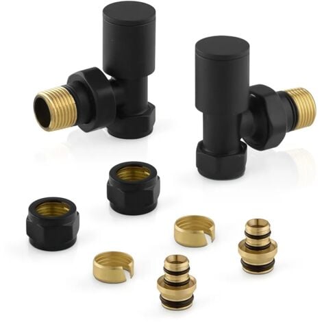 Valvole per termoarredo nere con raccordi multistrato da 16 mm G 1/2