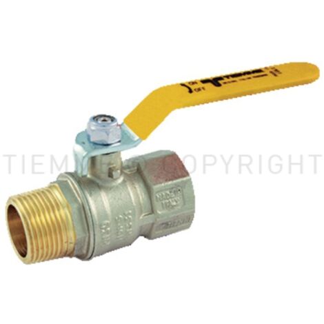 Valvole tornado per gas maschio/femmina iso7/en 10226 con leva piatta plastificata gialla tiemme 2390017