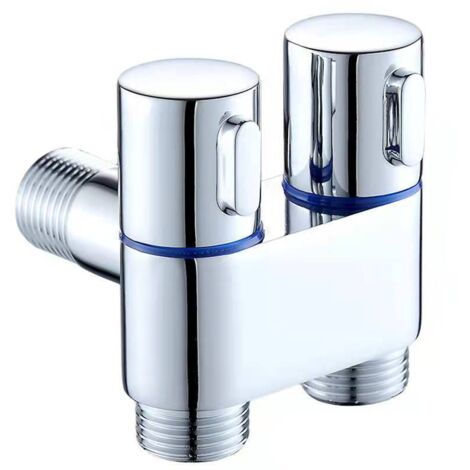 Válvula angular de tres vías para montaje en pared, fabricada en aleación de zinc, con una entrada y dos salidas, rociador de limpieza de agua, accesorios de baño, 1 unidad.
