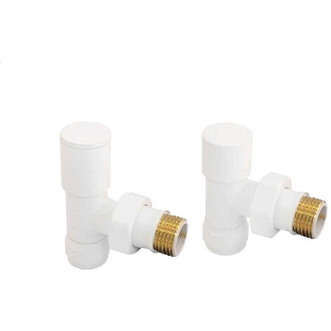 Válvula angular para radiador IDMAR (control + cierre) blanca