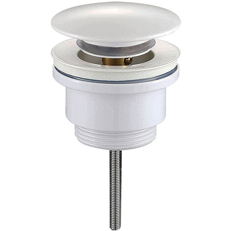 Válvula Clic Clac universal blanco mate. Desagüe Push-up de lavabo y bidet, con acabado en blanco mate. Tuerca de 1 1/4. Fabricada en latón