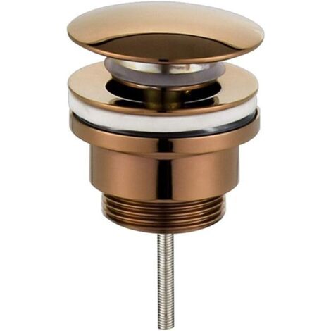 Válvula Clic Clac Universal Oro Desagüe Push-up de Lavabo y Bidet, con Acabado Rosa. Tuerca de 1 1/4. Fabricada en latón