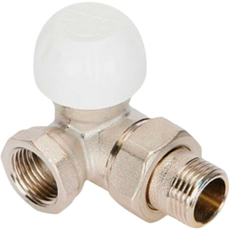Válvula Coaxial Izquierda Termostatizable con Prerregulación - Unión para Tubo de Hierro - Rosca Macho-Hembra 1/2" - Tiemme