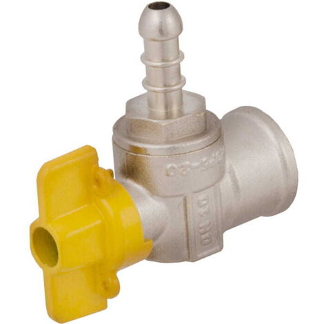 Válvula de bola angular IDMAR de 1/2" x DN10 para gas con conexión para manguera.