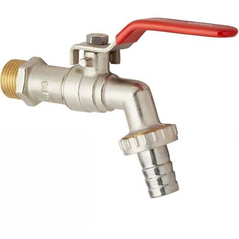 Válvula de bola con conexión de boquilla - Rosca de 1/2" (15x21) de diámetro - Conexión de boquilla de 3/4" (20x27) de diámetro - Manija de acero inoxidable