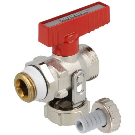 Válvula de bola de drenaje recta SIMPLEX KFE DN 15 con conector de manguera
