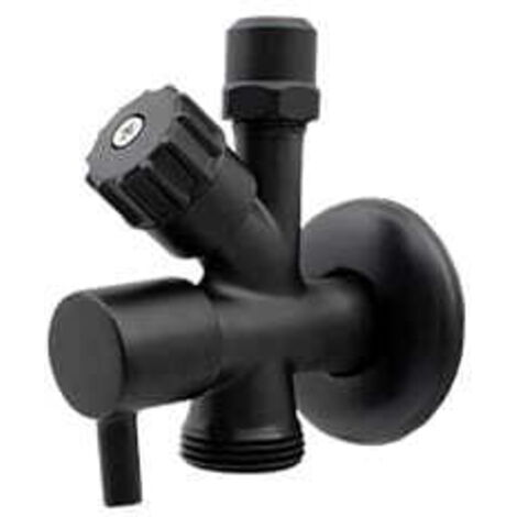 Válvula de bola en Y combinada IDMAR de 1/2" x 3/8" x 3/4", negro mate, ARGO - Paquete blíster