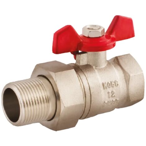 Válvula de bola IDMAR de 1/2" para agua con conexión roscada y válvula de cierre (DN15)