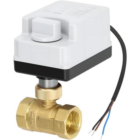 Válvula de bola motorizada de 2 vías DN20, CA 220 V - Válvula de bola eléctrica con función manual - Válvula motorizada de 3/4" - Válvula de bola eléctrica - Válvula de dos vías