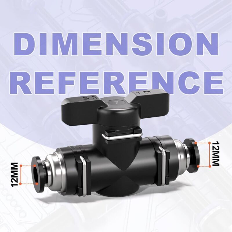 Válvula de bola neumática de 12 mm para conectar accesorios, válvula de control de flujo de aire BUC, conexión rápida recta, accesorios de manguera