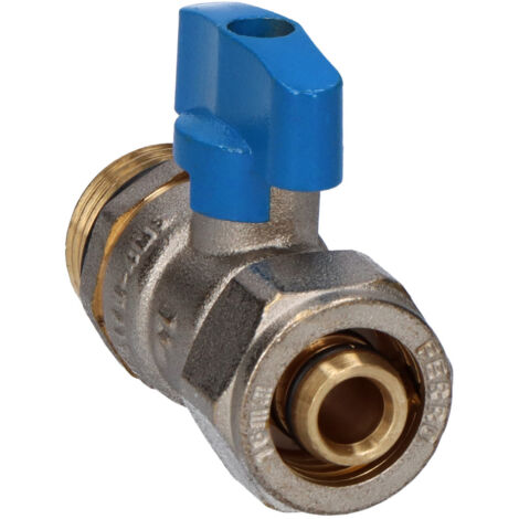 Válvula de bola para tubos multicapa 16x2mm, rosca, maneta azul, 1/2 pulgada, F-Comfort