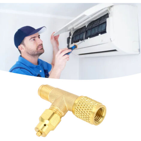 Válvula de carga de refrigerante para la reparación de sistemas de aire acondicionado R22/R12 – conexión de tubería, latón, 1/4 SAE 7/16 20 UNF