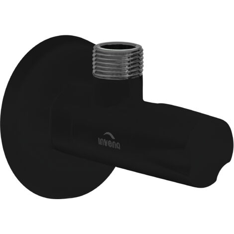 Válvula de cierre angular negra de 1/2" x 1/2", cabezales de cerámica