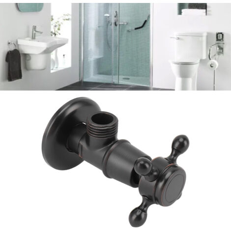 Válvula de cierre antigua, negra, de cobre macizo de paredes gruesas, para agua fría y caliente, con tapa decorativa y protección contra explosiones.