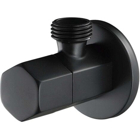 Válvula de cierre de inodoro negra, válvula de cierre de grifo de latón, válvula triangular G1/2" para cabezal de ducha de baño