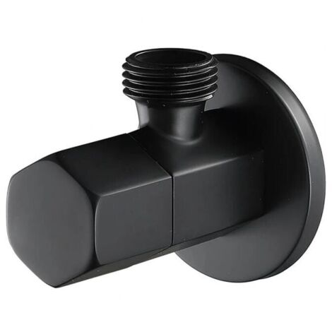 Válvula de cierre para inodoro, color negro, de latón, triangular, para ducha.