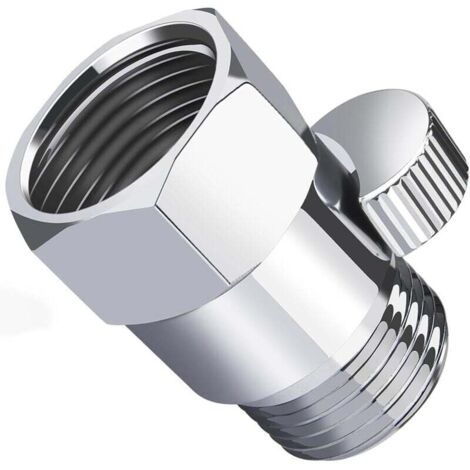 Válvula de control de caudal de latón (cromada): Válvula de cierre para cabezal de ducha (hembra y macho), válvulas de control de caudal de agua, para ducha de mano o ducha bidé – palanca de manija