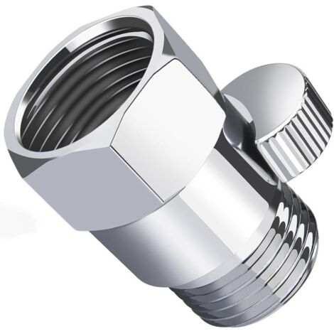 Válvula de control de caudal de latón (cromada): Válvula de cierre para cabezal de ducha (hembra y macho), válvulas de control de caudal de agua, para ducha de mano o ducha bidé – palanca de manija
