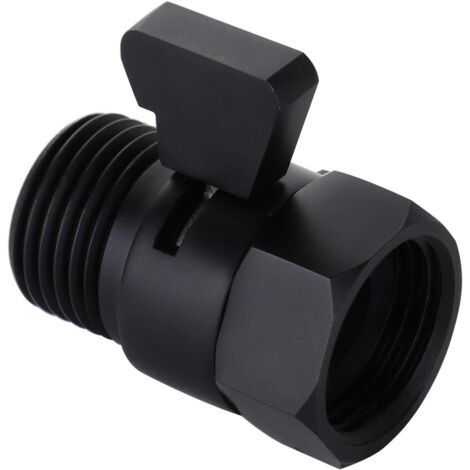 Válvula de control de flujo de agua (negro mate), válvula de cierre para ducha de mano de níquel cepillado, válvula de cierre de presión de agua ajustable, conexión estándar de latón G1/2
