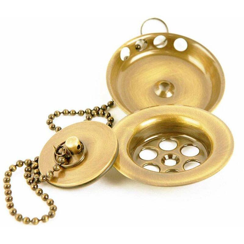 

Válvula de desagüe de bañera color oro, Válvula universal compatible con la mayoría de las bañeras. Fabricada en latón con acabado en color oro