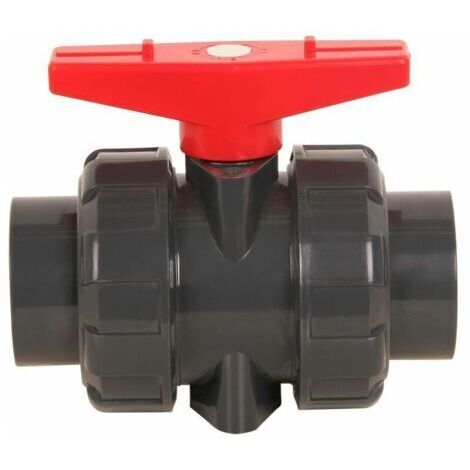 Válvula de doble tornillo con pegamento, diámetro 32 mm, válvula de bola de PVC, válvula de bola, válvula de bola para piscina, DN25 (diámetro interior 32 mm)