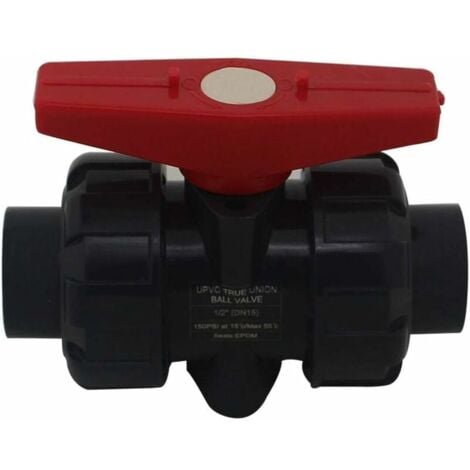Válvula de doble unión para pegar diam 20 mm válvula de bola de pvc válvula de bola válvula de bola para piscina, DN15 (Diámetro Interior 20mm)