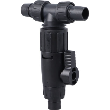 Válvula de drenaje de plástico de 3 vías para acuarios con manguera de 12/16 mm