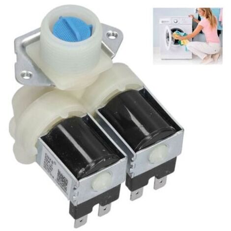 Válvula de entrada de agua, solenoide de entrada de agua de doble cabezal de PP y aleación de aluminio para lavadoras automáticas, CA 220 V-240 V